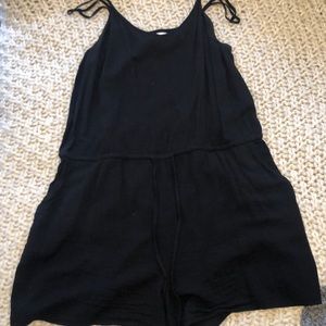 V neck black romper